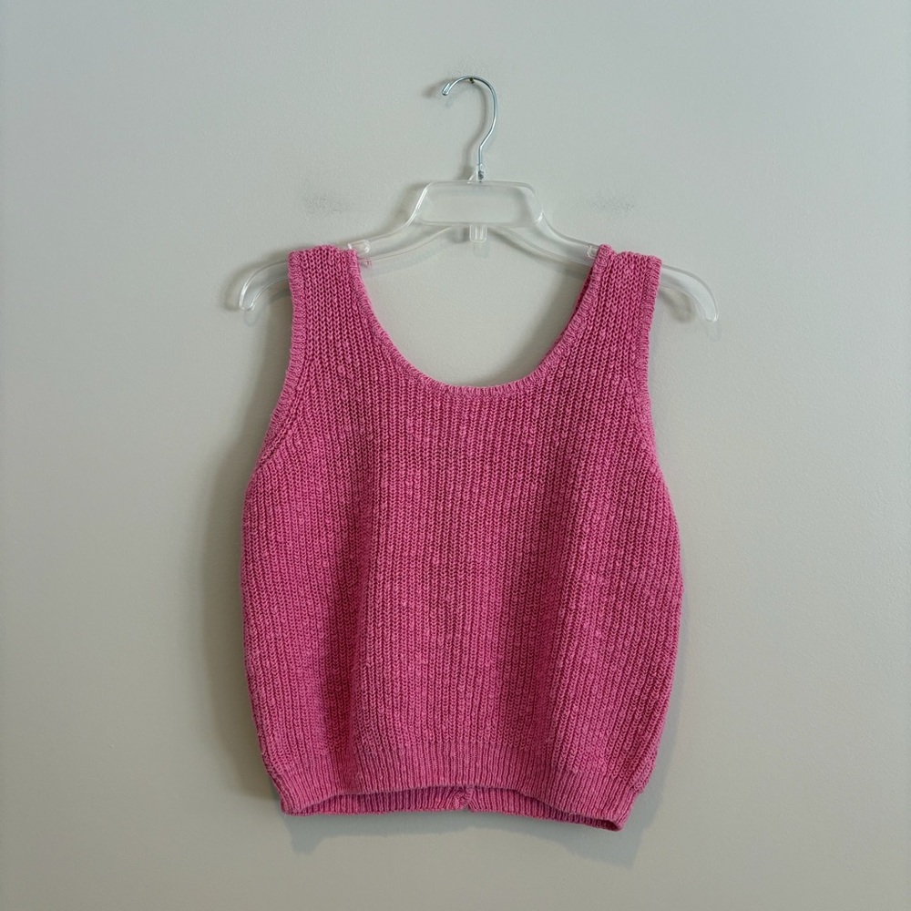 Vintage Idioms Pink Button-Back Knit Sweater Tank Top Size M